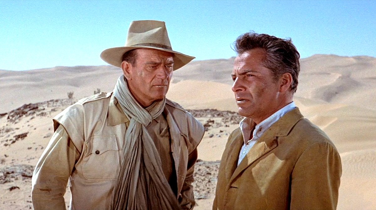 Remembering #RossanoBrazzi #BOTD seen here with co-stars #SophiaLoren and #JohnWayne in #UnitedArtist #Technicolor adventure 'Legend of the Lost' (1957) produced and directed by #HenryHathaway