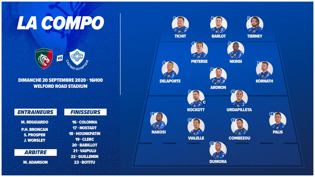 CastresRugby's tweet photo. 📋 𝗟𝗔 𝗖𝗢𝗠𝗣𝗢 𝗗𝗨 𝗖𝗢

Découvrez la compo du CO pour le 1/4 de finale européen face à @LeicesterTigers ! 🔥 Coup d'envoi dimanche à 16h00, à suivre en direct commenté sur notre nouvelle appli 📲 ! #LEIvCAS

TOUS ENSEMBLE ! 🔵⚪ https://t.co/F4IdDaRu92