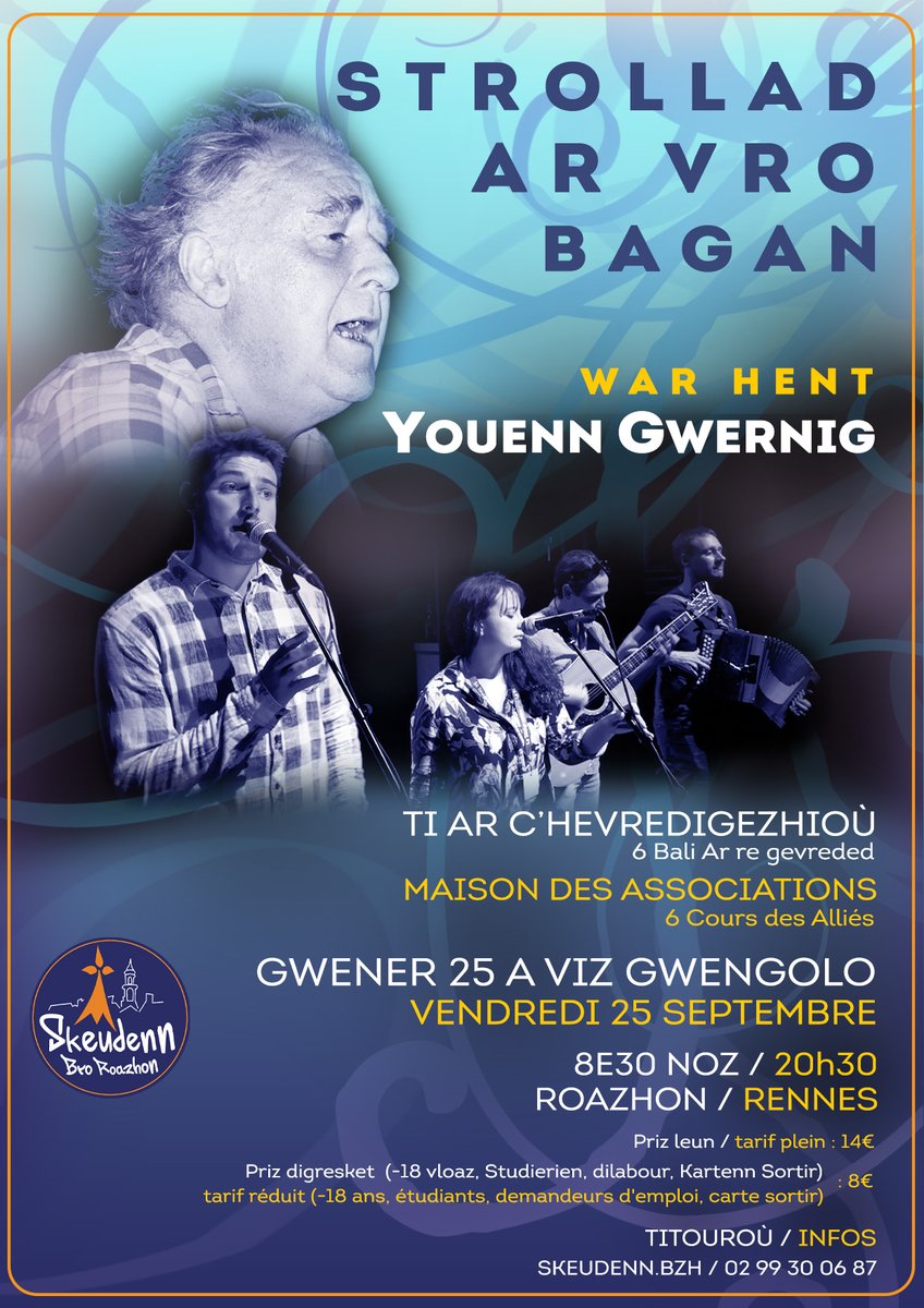 ⚠️ RAKPRENIT HO PLASOÙ | RÉSERVEZ VOS PLACES ⚠️

🎟 Weezevent : weezevent.com/war-hent-youen…...
🎟 Ti an Douristed Roazhon / Office de Tourisme Rennes
🎟 Skeudenn bro Roazhon, 29bis rue de la Donelière 35000 Roazhon