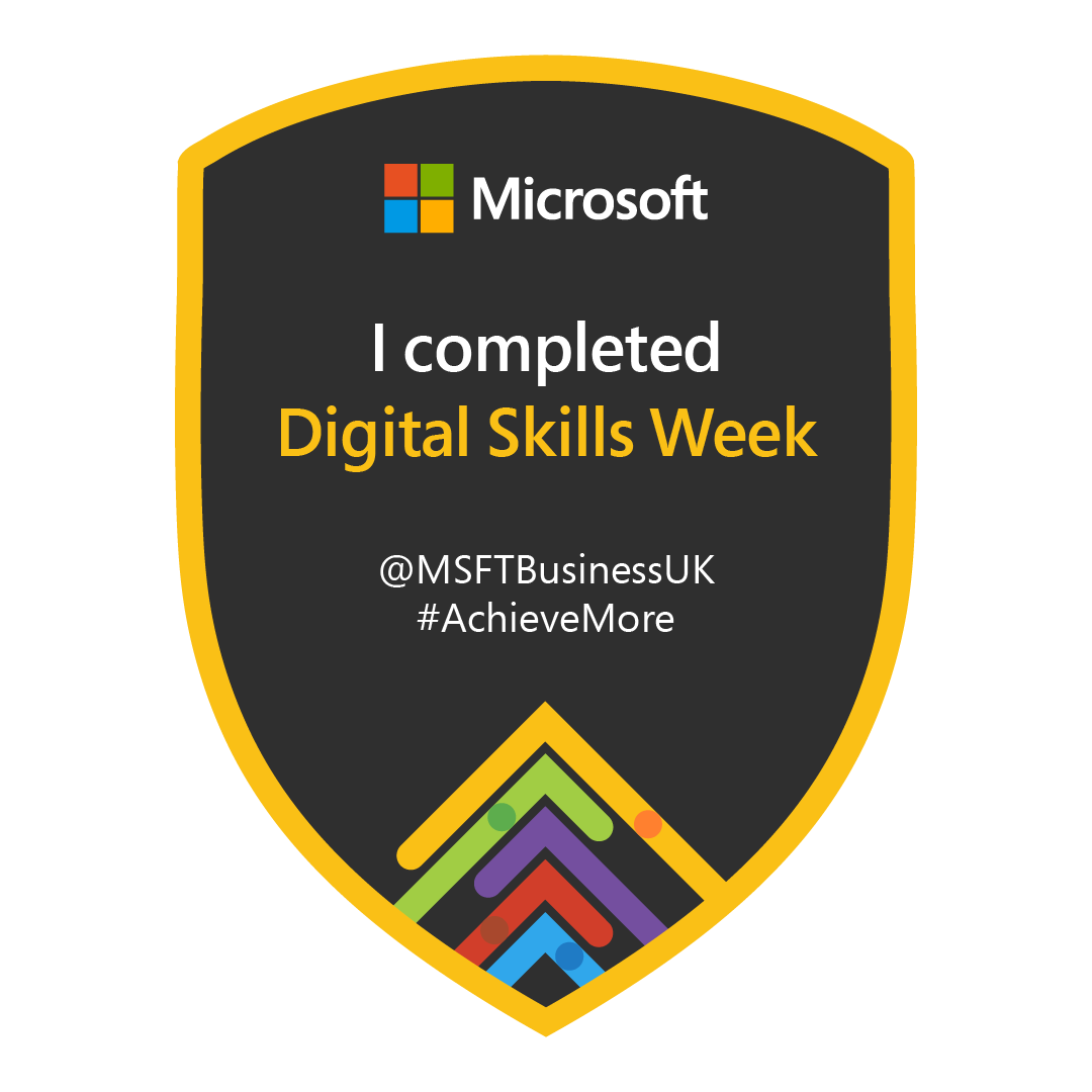 SimoneBini's tweet photo. Last day of MSFT UK Digital Skills Week, quite a journey from #cloudcomputing, through #cybersecuirty, to #aitechnology. Key skills while the world adapts to the #newnormal and introducing #digitaldistancing to split work from home! #achievemore #neverstoplearning @MSFTBusinessUK https://t.co/LbEaVd1G9L