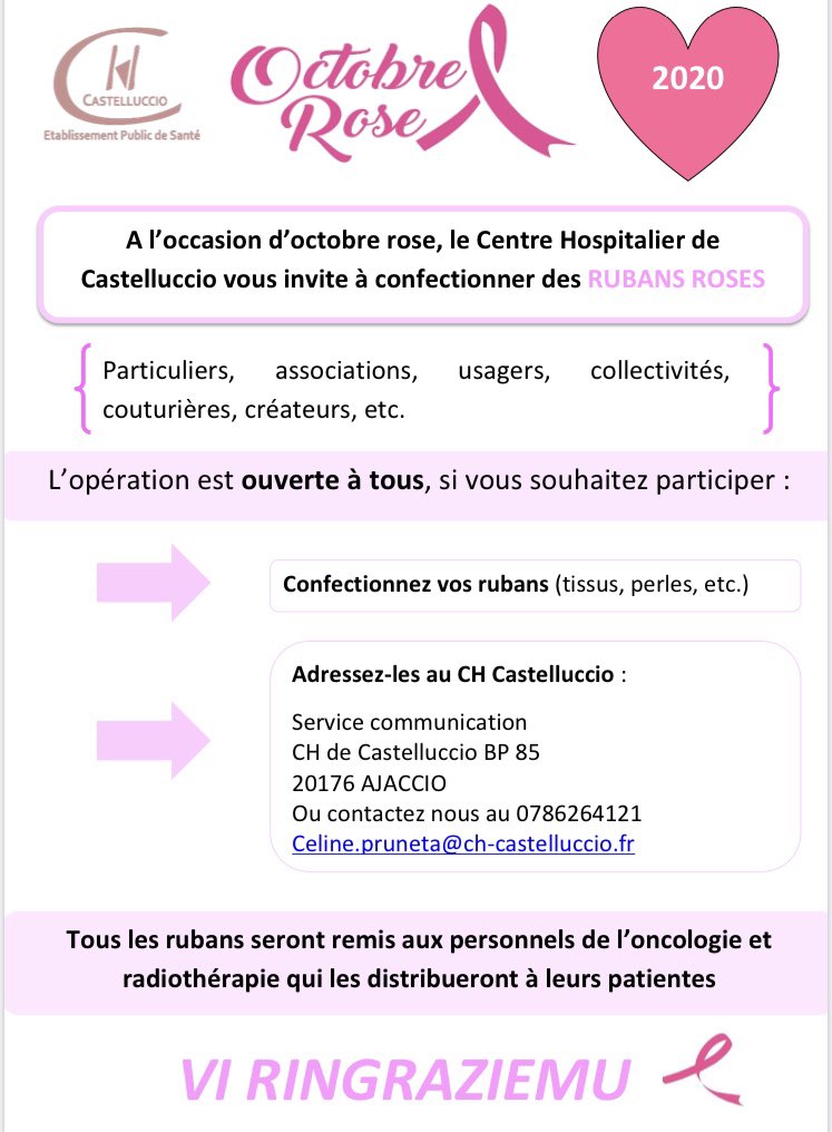 #OctobreRose 🗣 Nous reprenons le challenge lancé par <a href="/institut_curie/">Institut Curie</a> 🎀 nous vous invitons à #confectionner des #rubansroses et nous les adresser. Ils seront distribués aux #patientes. Merci pour vos partages ⤵️⤵️⤵️