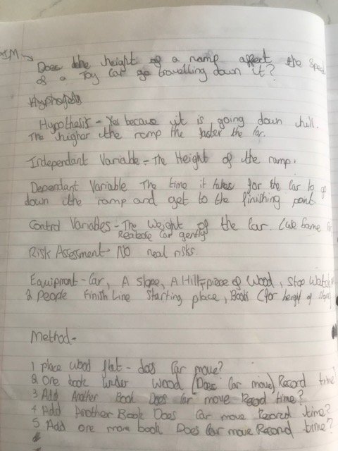 JubileeScience's tweet photo. Our #youngscientists have been hard at work experimenting @jubileehigh.#startingstrong
Here we have Harry Yr8 designing an experiment to test if the "height of the ramp affects the speed of a toy car travelling down it". #keepjhstogether https://t.co/RuqiP2HgRU