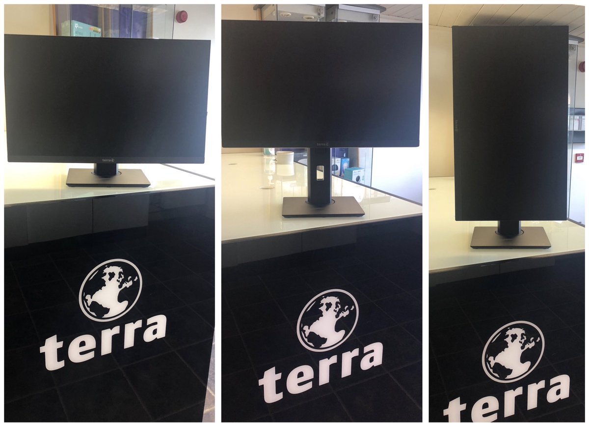 With the amount of hours we spend looking at a computer screen increasing - make sure you’re comfortable! This 24” anti reflective monitor from Terra has a 20cm height adjustable range & a 90 degree tilt for reading those long documents without having to scroll! #terra #iuseterra