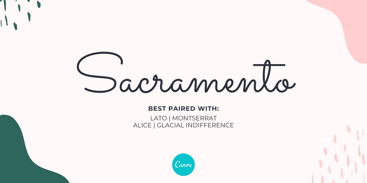 Sacramento is a script font best saved for headings. It has a very modern and feminine vibe, making it great for delicacies or sweet food.