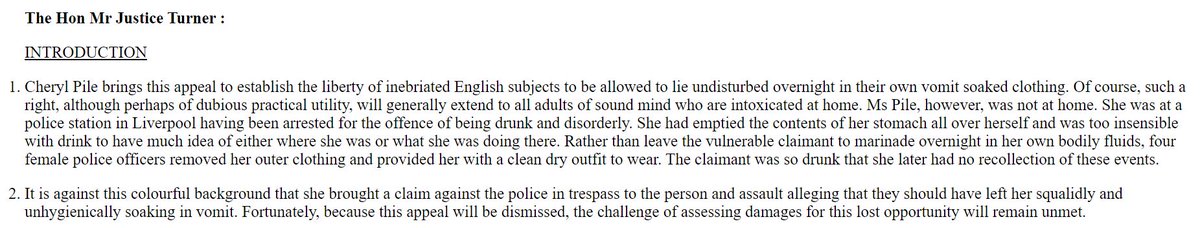 legalfutures's tweet photo. An absolute corker of an introduction to a ruling here. First sentence is a beaut but superbly followed up by the rest of the paragraph and the next. A tip of the hat to Mr Justice Turner https://t.co/rmfEEoDar9