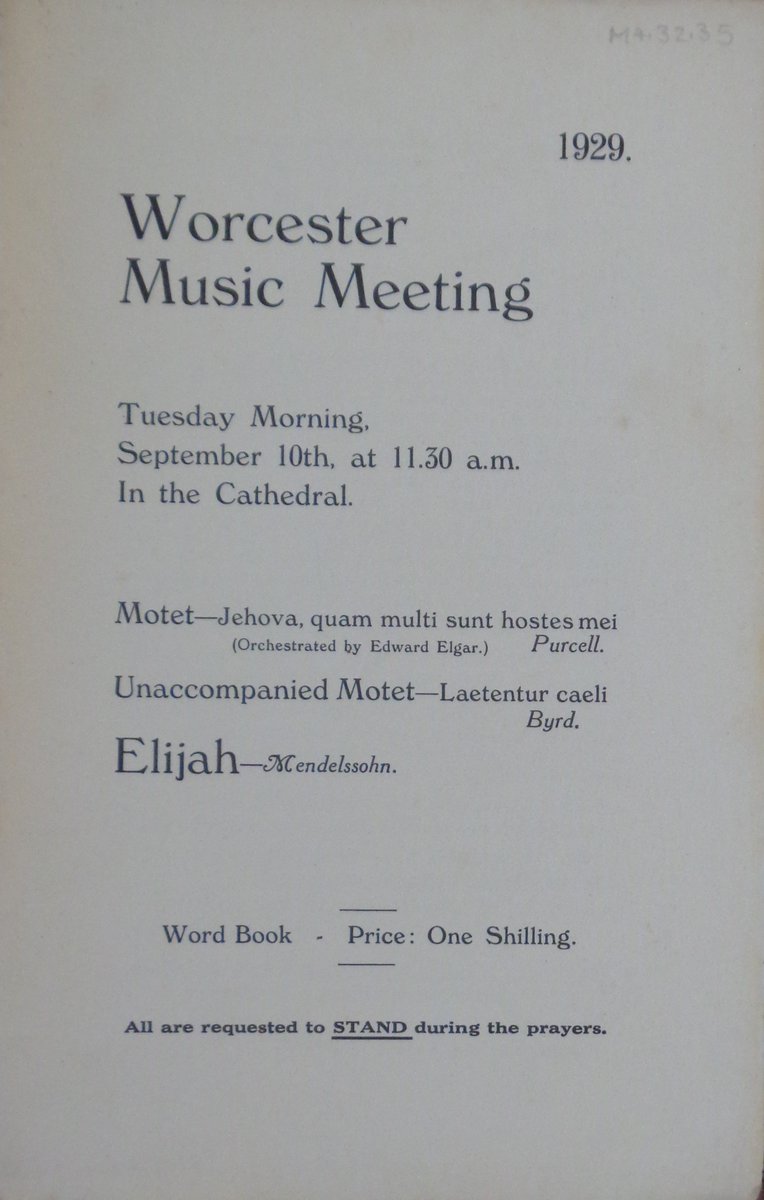 The Three Choirs Festival main programme from a pivotal year in the 20th Century- 1929 - and one of the concert programmes. The impressive list of patrons is interesting.