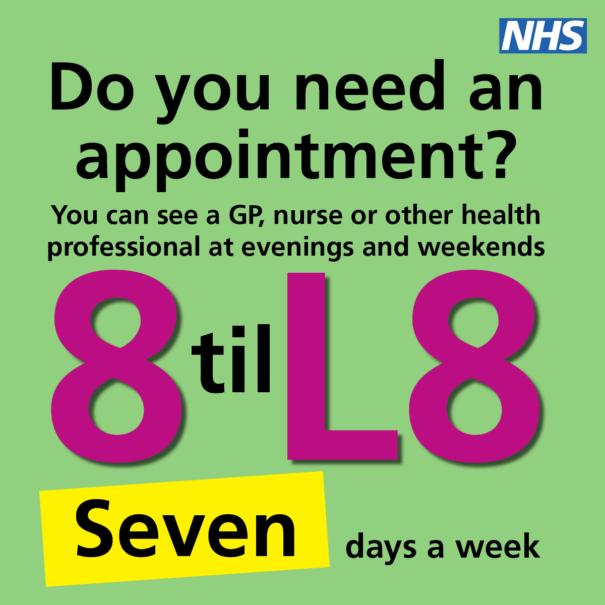 👨‍👦 If you’re busy with the children during the day and can’t find time to get to your GP practice, evening and weekend appointments are available.👩‍👦

You can see a GP, nurse or other health professional #8tilL8, seven days a week.

More info👀👉 fyldecoastccgs.nhs.uk/local-services…