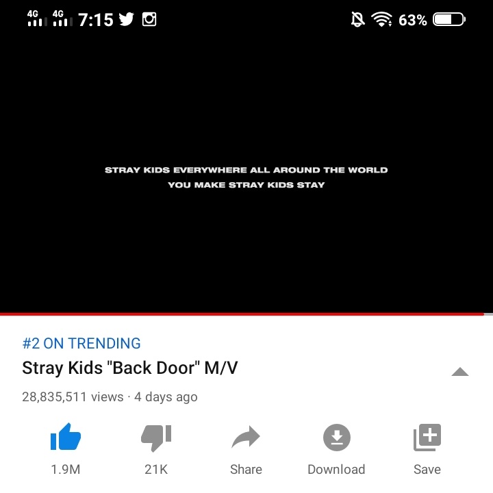 8:12 PM KST— 28,835,511 viewsSTAY AT THE BACKDOOR 35M @Stray_Kids  #StrayKids  #스트레이키즈