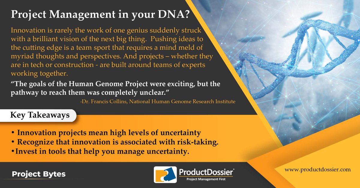 kytespsa's tweet photo. The Human Genome Project was one of the most ambitious #scientificprojects ever undertaken, to sequence all of the human genes. Here are key #projectmanagement lessons from this outstanding project.
 #innovation #projects #projectmanager #projectchallenges #keytakeaways https://t.co/Y2pUtHVtFN