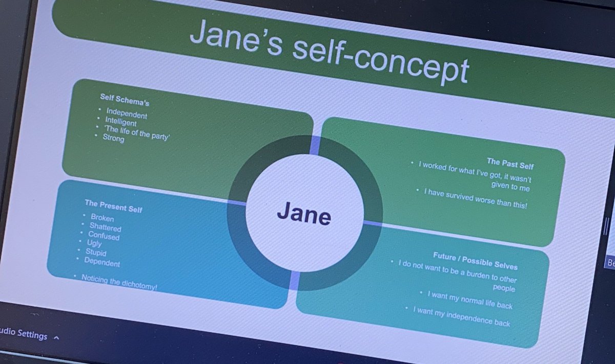 AndrewP_JSP's tweet photo. Attending @UKABIF quarterly meeting this afternoon. Really strong first talk from @NCLPsych on how learning comes through experience and how co-production can be used to foster growth following traumatic injury. #selfconcept #selfschemas #pastself #presentself #futureselves https://t.co/mLFLG56RRb