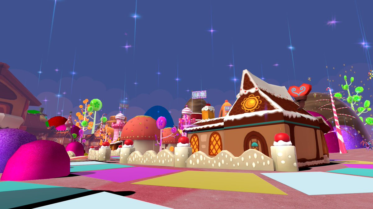 常盤いるむ Sugarrush By Charlietree 同名のディズニー映画 の世界をモデルにしたお菓子の国なワールド 楽しげで可愛らしいデザインが夢いっぱい マップを使ったすごろく的なゲームとイースターエッグ要素もあります Vrchat World紹介 T Co