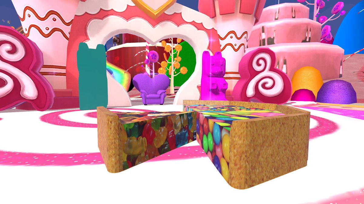 常盤いるむ Sugarrush By Charlietree 同名のディズニー映画 の世界をモデルにしたお菓子の国なワールド 楽しげで可愛らしいデザインが夢いっぱい マップを使ったすごろく的なゲームとイースターエッグ要素もあります Vrchat World紹介 T Co