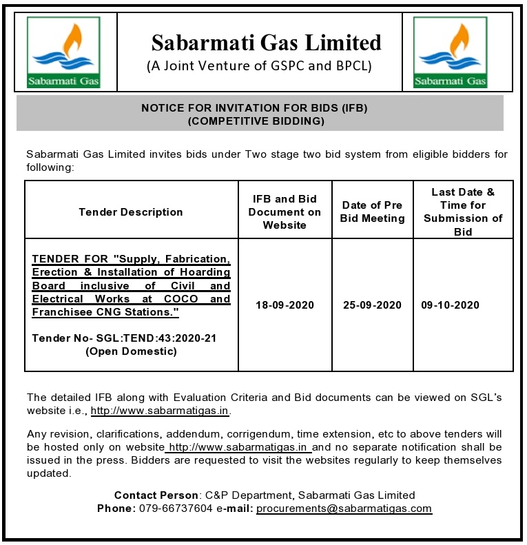 Procurements Sabarmati Gas Limited On Twitter opentender tender procurements-sabarmati-gas-limited-on-twitter-opentender-tender