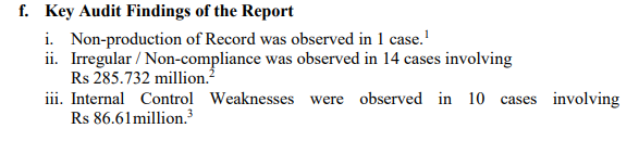 THis is the first audit of PDMA Sindh . 1 case has no record producation , 14 irregular cases worth 285million rs , 86 million rs due to internal control weakness  @murtazawahab1  @MuradAliShahPPP