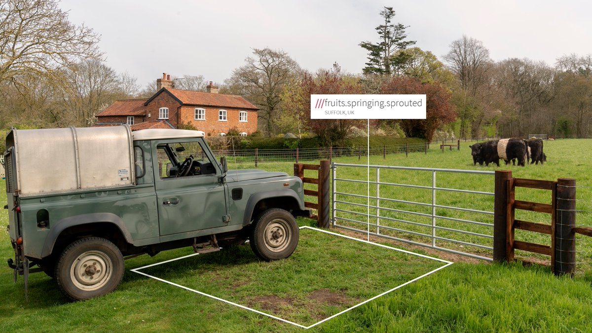 a car parked at a field's gate in a farm in Suffolk, UK