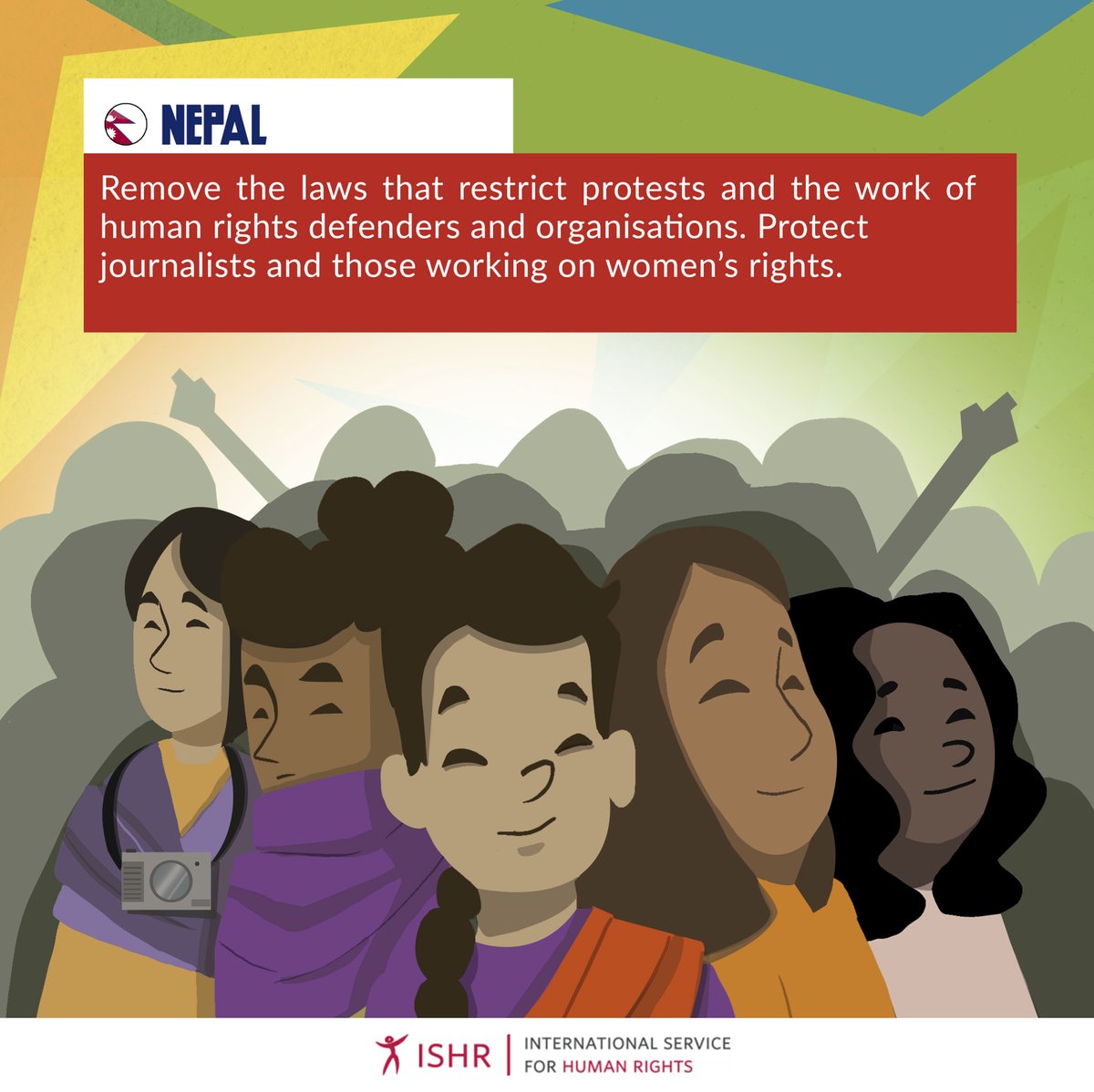 ISHRglobal's tweet photo. The elections to the UN Human Rights Council will take place in Oct. in #NewYork This year, 16 States are candidates to become members of the Council: every one of them needs to do better! @NepalUNNY must commit to protect #HumanRights Defenders.
#HRCelections2020 #HRCPledging https://t.co/dQHSzoz0T1