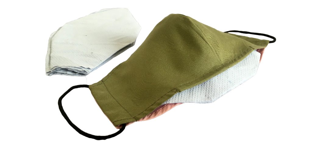 wrappers's tweet photo. Wrappers #facemask with wide pocket makes it easy to add filters. 2 ply paper towel = multiple layers = extra protection for next to no extra cost #staysafe  #facecovering #StopTheSpread https://t.co/NH5eTdKwmI