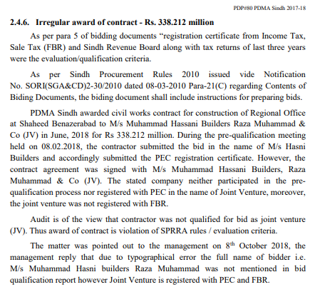  @MuradAliShahPPP  @murtazawahab1 no contract security received 85million rs .22 million rs no fine on the supplier ? irregular contract 338million rs ? extra civil works 27 million rs