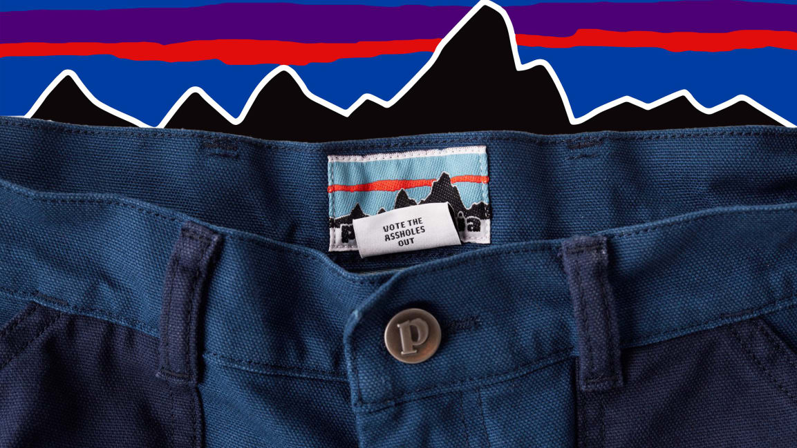 Info_Activism's tweet photo. Patagonia sells out of shorts with tags that read ‘Vote the Assholes Out’ https://t.co/I0bZL88Ano https://t.co/pKqXoFreJP