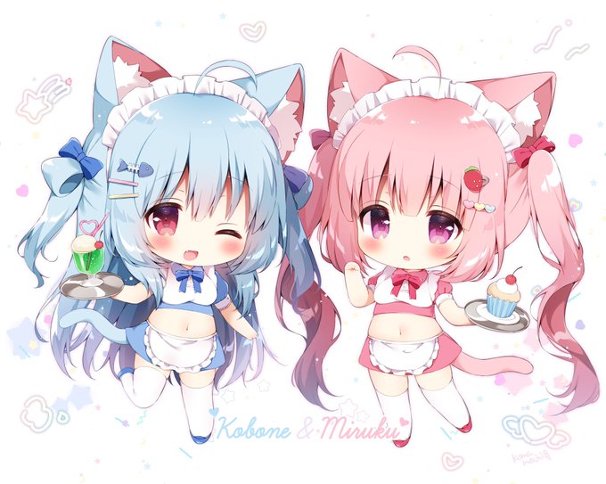 ちっちゃいこぼねちゃん&amp;みるくちゃん🐟🍓
#オリジナルイラスト 