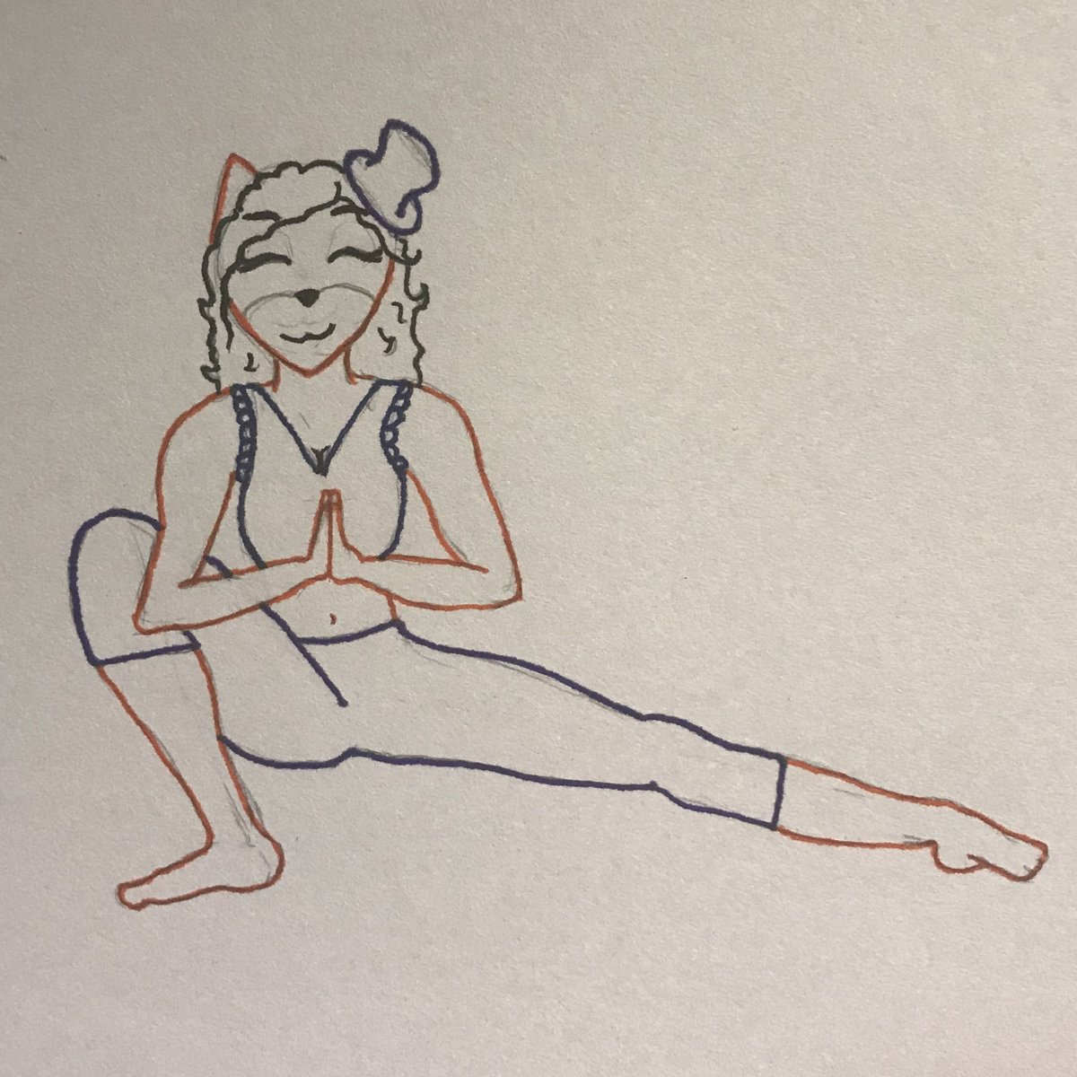 Day 19 of #YogaAwarenessMonth!! My fav curly-haired bandicoot, Aveline! (sorry i don't have a yellow pen for her hair). She belongs to my dear @Artbert_LV and is doing Skandasana!

#yoga #bandicoot #CrashBandicoot #asana #NationalYogaMonth #sidelunge #furry #furryart #sketch