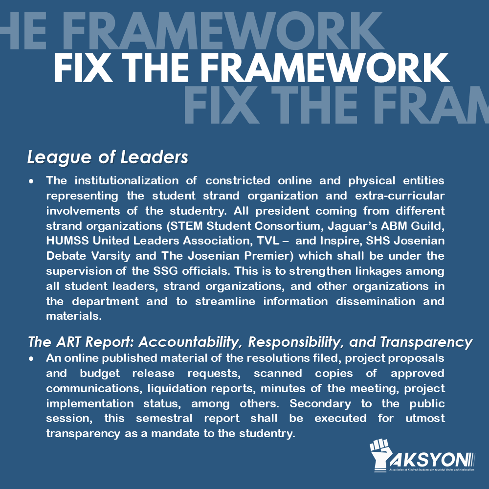 josenianaksyon's tweet photo. “Unsa may naa sa AKSYON oy nganong ganahan man kaayo sila ug FIST?”

FIST stands for Fix the Framework https://t.co/e1i1KLYNjw