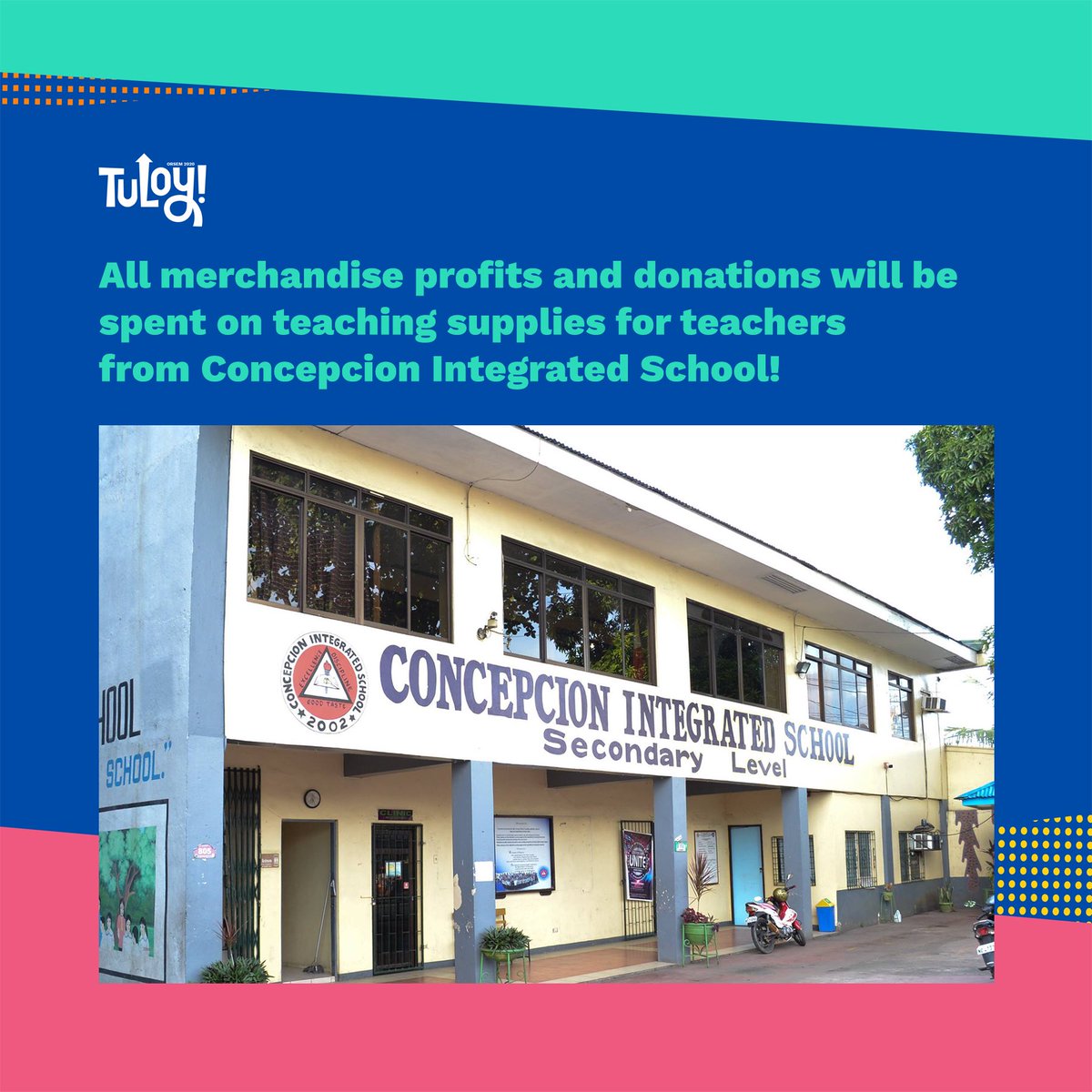 2020Orsem's tweet photo. All profits from our merchandise will be donated to teachers from Concepcion Integrated School! Donations will be accepted until September 30, 2020. Pre-orders are also still on-going!

Stay tuned for a special surprise coming your way tomorrow!

#OrSemTuloy
#TuloyPaRin https://t.co/uVme1DjUiz