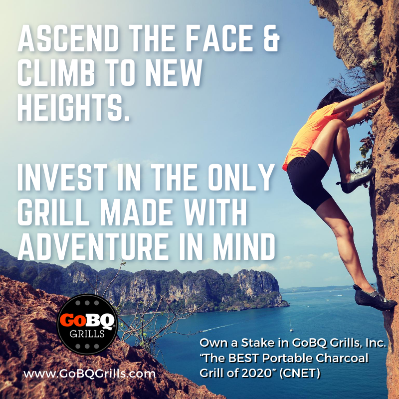 Join us as we climb to the top. Invest in the only grill with a love of adventure at its core.  #GoBQGrills is the most transportable grill on the market. Visit ow.ly/9mzV50BrxQI #Adventuregrilling #climbtothetop #invest