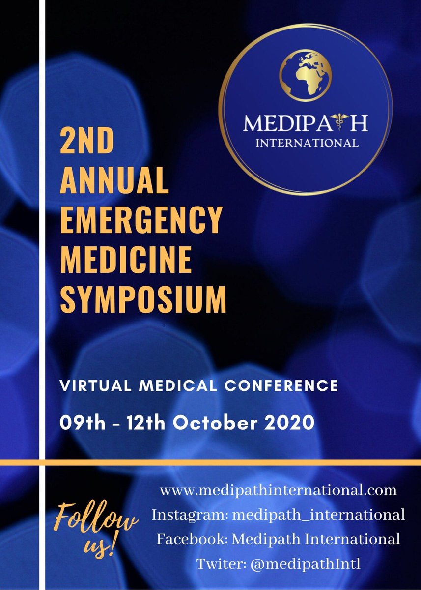 MedipathIntl's tweet photo. WE ARE BACK WITH OUR 2nd EMERGENCY MEDICINE SYMPOSIUM 💉🩺💊

We have so much to offer this year in a socially distanced way. Spread the word!
9-12TH OCTOBER 2020 

**REGISTER from FRIDAY 25TH SEPTEMBER 2020* https://t.co/1Nu3RT1rJr