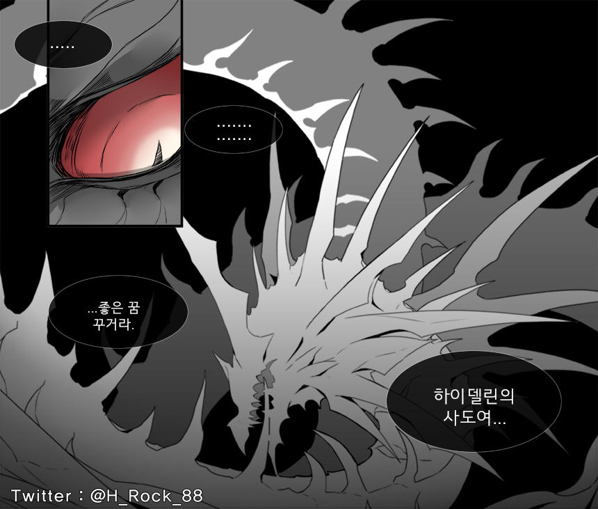 오랜만에 리퀘박스에서 가져왔습니다!
--
야만신화 가면 빛전이가 달밤에 고요하게 잠든게 보고싶어요! 누군가에게 기대 잠들거나 보호받듯이 안겨있는것두 보고싶어어요 미드가르드오름이라던가
--
메세지 발견하곤 꼭 그려보고싶던 리퀘였는데 이제서야 그려보네요..!
메세지 남겨주셔서 감사합니다! 