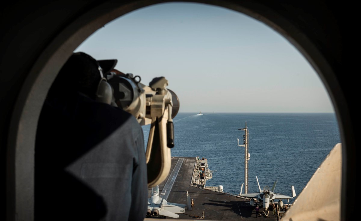 NIM CSG Commander RDML Jim Kirk: “The Nimitz Strike Group has been operating in  @US5thFleet since July, and is at the peak of readiness. We will continue our support to the joint force while we operate from the Arabian Gulf alongside our regional and coalition partners.”