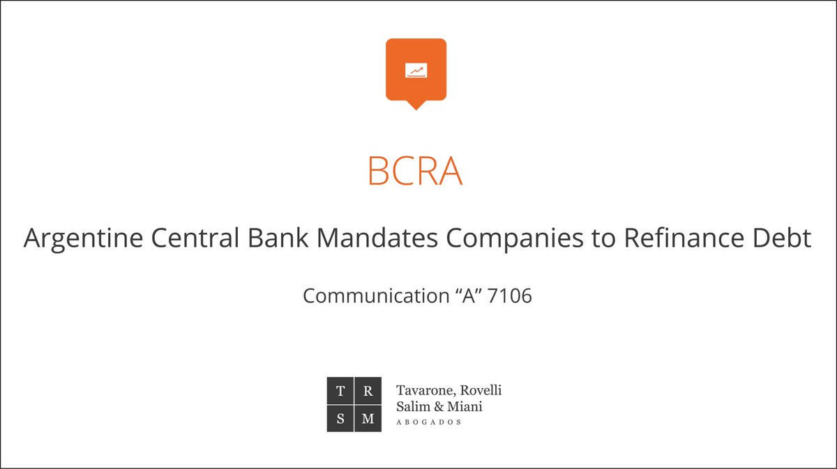 trsymabogados's tweet photo. 💵 Legal Alert • For more information, do not hesitate to contact Marcelo Tavarone, Federico Salim, Julieta De Ruggiero or Francisco Molina Portela
➕ 👉🏼 https://t.co/O5EWIQsMaS
#TRSyM #BCRA #RefinanceDebt #CurrencyControls https://t.co/aHIkbeW3QK