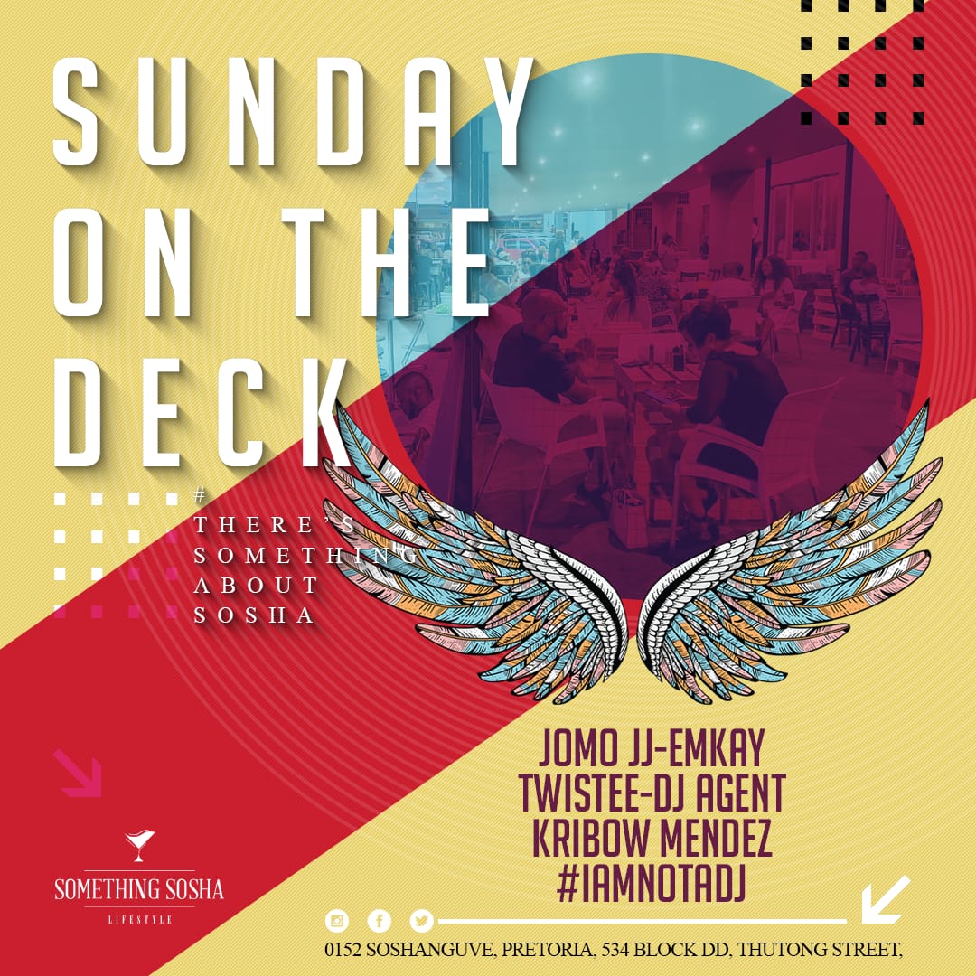 matjeke_tebogo's tweet photo. Looking for a spot to chill this weekend?
WE ARE THE WEEKEND๐๐น๐๐บ๐๐๐โจ
#SOMETHINGFRIDAY
#SOMETHINGSATURDAY
#SUNDAYONTHEDECK
#ThereIsSomethingAboutSosha
#SOMETHINGFOODIE๐๐๐
#CHILL
#vibes
#MUSIC
#SomethingSosha๐ https://t.co/NGzgo7GiK0
