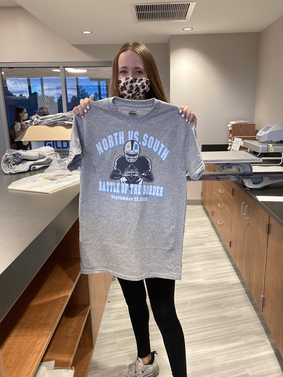 SHS_Business's tweet photo. Make sure you get your annual North/South shirt designed by Sydney!  On sale next week during all lunch periods!  Cost is $10.   Don’t wait - limited supply on hand !  #gorebs #beatnorth https://t.co/Nrj1xCZcWt