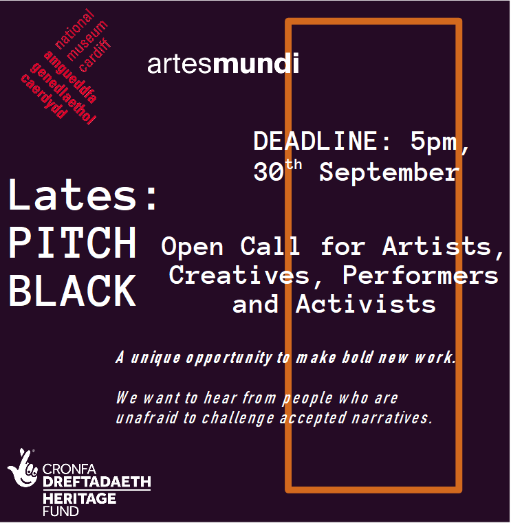 ArtesMundi's tweet photo. Lates: PITCH BLACK presents a unique opportunity to make bold new work that will be exhibited at National Museum Cardiff, March 2021.We are now accepting applications for 5 paid artist commissions. What has been blacked out that you would shine a light on? https://t.co/9Hwcb2YeHL https://t.co/DCJY1fIZ45