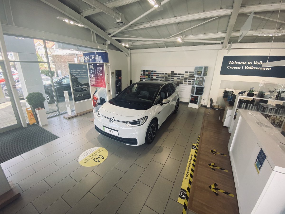 Anthony_Motors_'s tweet photo. Our ID.3 1st Edition launch vehicle has now arrived and is pride of place in our Volkswagen showroom. 

To arrange a socially distanced appointment to view this revolutionary new vehicle, please call our sales team on 01970 626666. #ID3UK #NowYouCan https://t.co/tcQo43l8CY