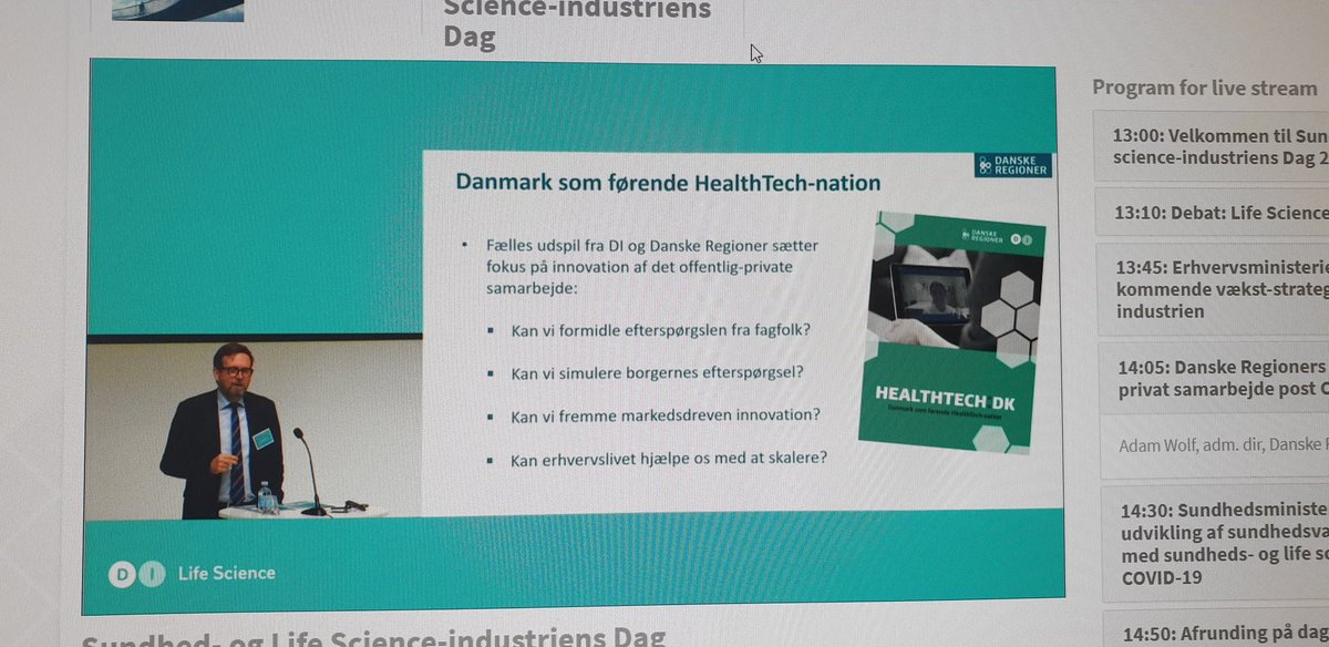 Adam Wolf, Danske Regioner om behov for bla. mere brugerdreven tilgang til innovation i sundhedsvæsenet. Vi er i gang, og har været det længe. Ønskes: meget større fokus på markedsadgang og implementering af de bedste løsninger.
#lifescience #HealthTech #implementering