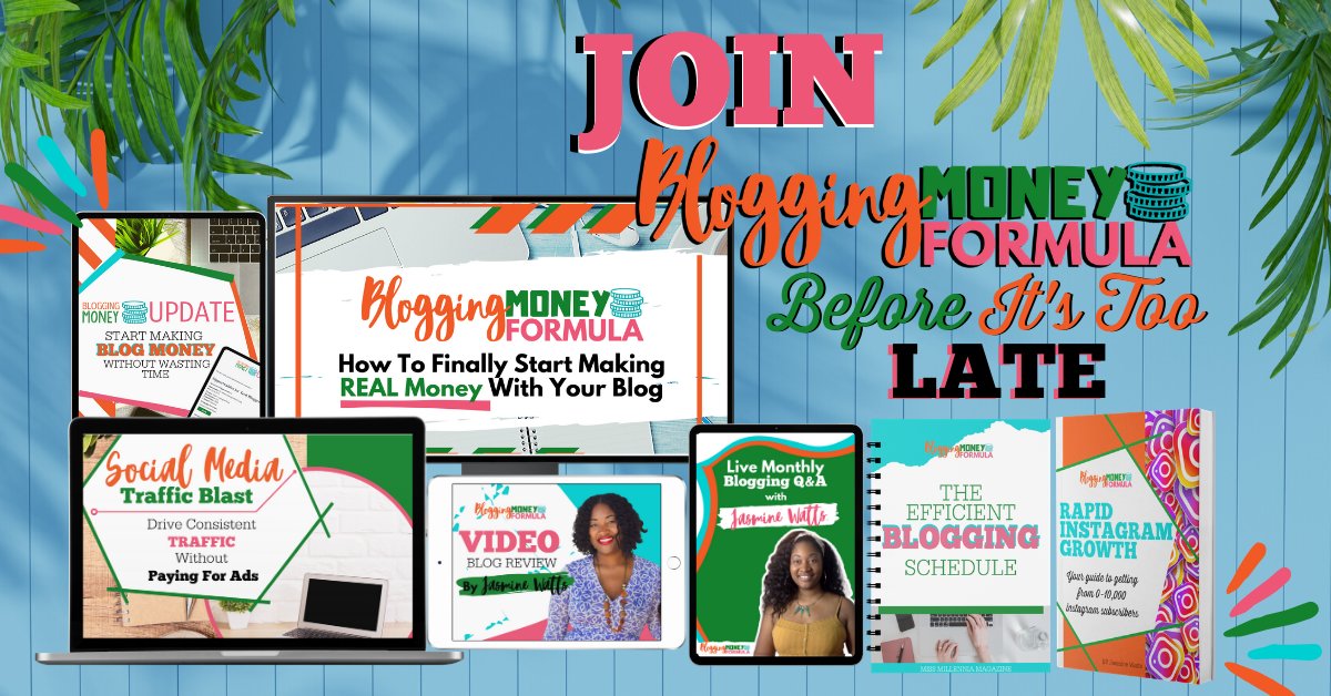 MissMillMag's tweet image. Is more money from your blog one of your goals this year? Blogging Money Formula can help you get there. Sign up today. missmillmag.com/blogging-money… #blogmoney #blogging #blog #BloggingMoneyFormula #MissMillMag