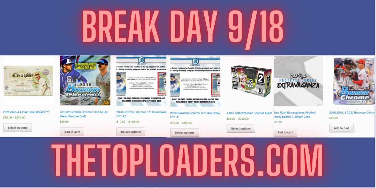 loaders_the's tweet photo. Whoโs ready to #ripandload?!?! Thatโs right itโs Break Day! We start ripping at 8:30 p.m. CDT? There are so many options, if it fills it breaks! Head over to https://t.co/UcaUd33uG6 and get your spots!
#bowmanchrome #mosaicfootball #groupbreaks #livebreaks #thehobby #sportscards https://t.co/IsMJkVBJiP