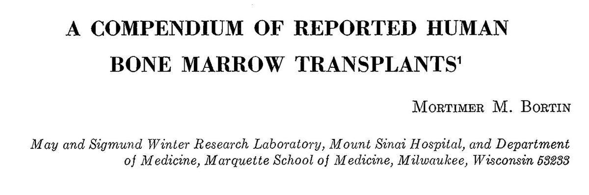 Despite these anecdotes, between 1956-1967, >200 allogeneic BMT were performed. M. Bortin published their outcomes in 1970 - not one of them had been successful! The was less enthusiasm about  #BMT as shown by the decrease in proceduresBut, advances were on the horizon..