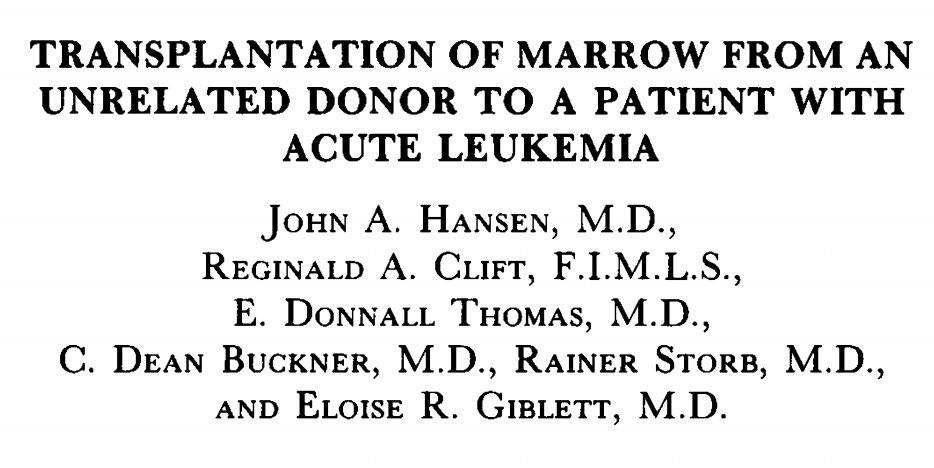 Eloise “Elo” Giblett was instrumental in pioneering unrelated marrow transplantation, publishing the first case report in  @NEJM in 1980. Her work in immunology and blood banking led to the discovery of the first immunodeficiency, and identification of many blood group antigens.
