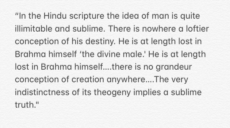 the former sees man as a born sinner whereas the latter takes him to be potentially divine. The lofty concept of man embodied in Hinduism appealed to Thoreau. Praising such concept he wrote: