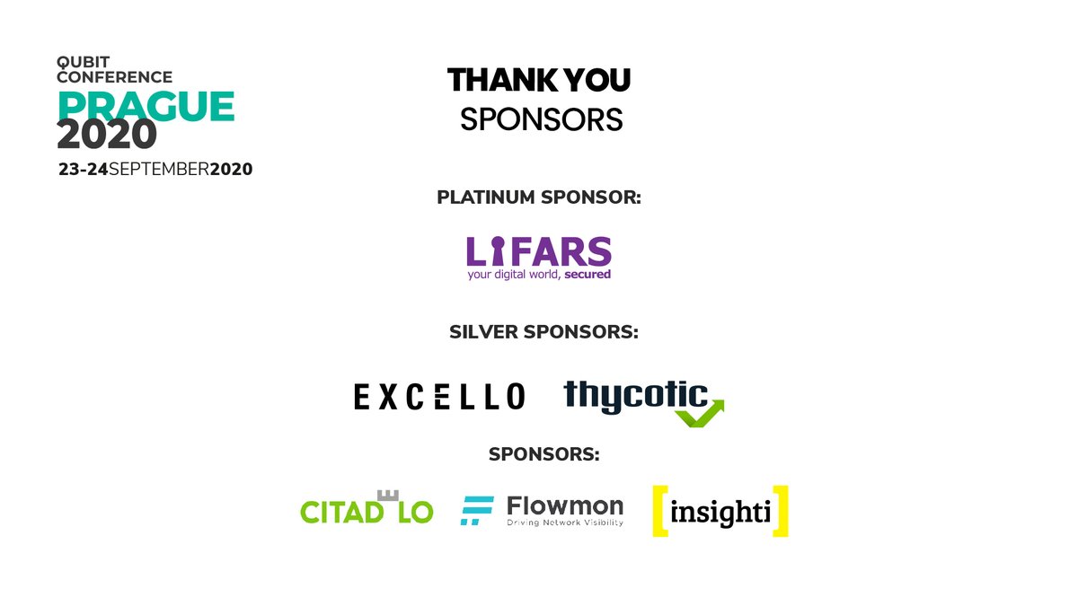 QuBitCon's tweet photo. Thank you sponsors for your generosity and support during 7th annual QuBit Conference Prague 2020!
https://t.co/b5UfytRJrF
#QuBitPrague #QuBitConference #cybersecurity #informationsecurity #conference #thankyou #sponsors #cyber #information #security https://t.co/74djCPb1JM