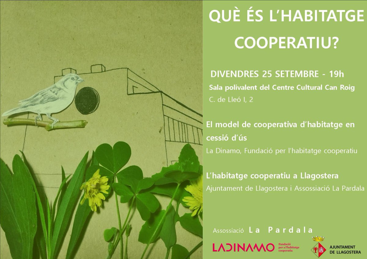 llagosteraldia's tweet photo. 🏡Voleu saber què és l’habitatge cooperatiu en cessió d'ús? 

✅La Dinamo Fundació ens ho explicarà i resoldrà dubtes. 

🗓️25 de setembre
⏰19 h
📍Sala polivalent del Centre Cultural Can Roig

 https://t.co/YJaPcdCaPL #habitatgellagostera https://t.co/A16QiR51ap