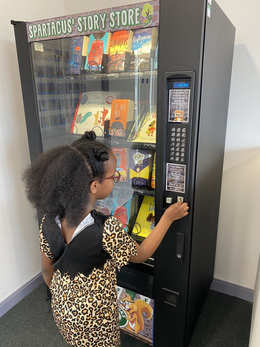 Our first lucky pupil gained a token for the book vending machine today and couldn’t wait to redeem it! What a good choice of book too! @OnjaliRauf @TeresaCremin @lea_forest_eng @AETAcademies @lea_forest_dep @lea_forest_aet @LeadLitTweet @BirminghamEdu @BEPvoice @L_Costello65