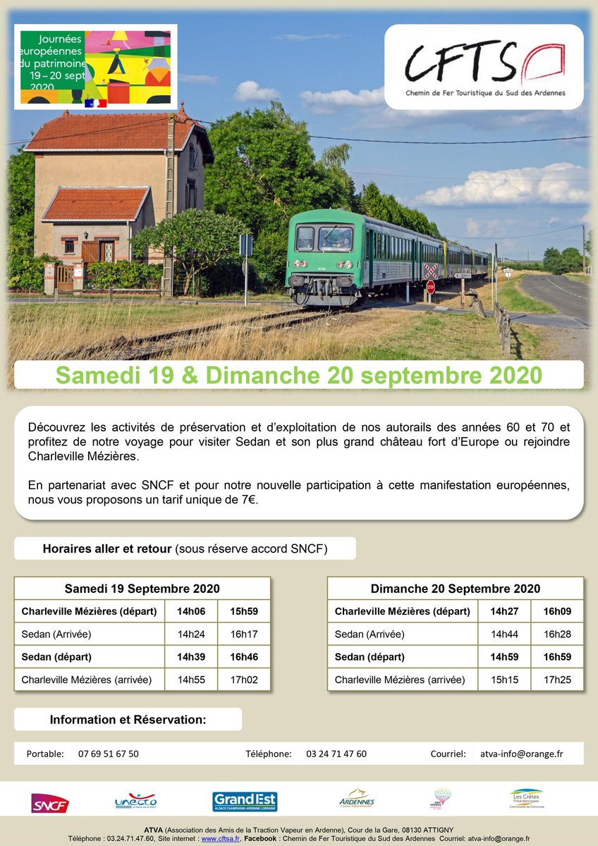 JEP 2020, nous nous retrouvons des demain après midi en gare de Charleville et en gare de Sedan pour un voyage en autorail historique. #unecto #sncfpatrimoine #trainhistorique #charleville #sedan #Ardennes #Ardennestourisme