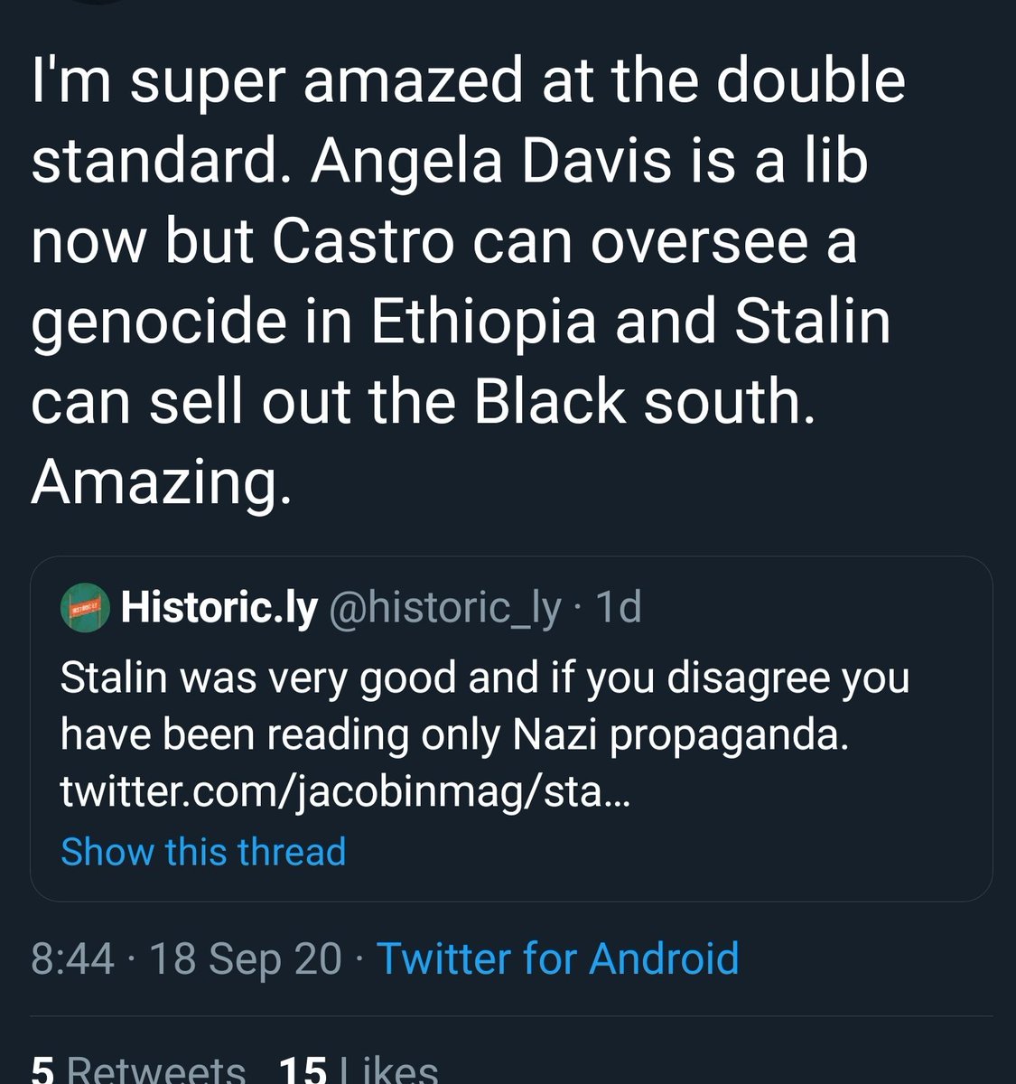 When did Castro oversee genocide in Ethiopia?Black south?What?