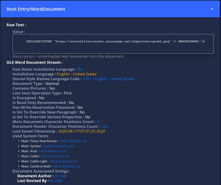 ItsReallyNick's tweet photo. @JohnLaTwC I'm a big fan of @Malwageddon's IRIS-H service to tear apart & understand public samples: https://t.co/EZ495Z6uWt
Pic 1: Side-by-side pCode comparison to see #VBAstomping
Pic 2: Nice document tracking TTP w/ INCLUDEPICTURE mergeformat technique π
Great #redteam payload! πͺβ©οΈ https://t.co/MJJnNZFs6F