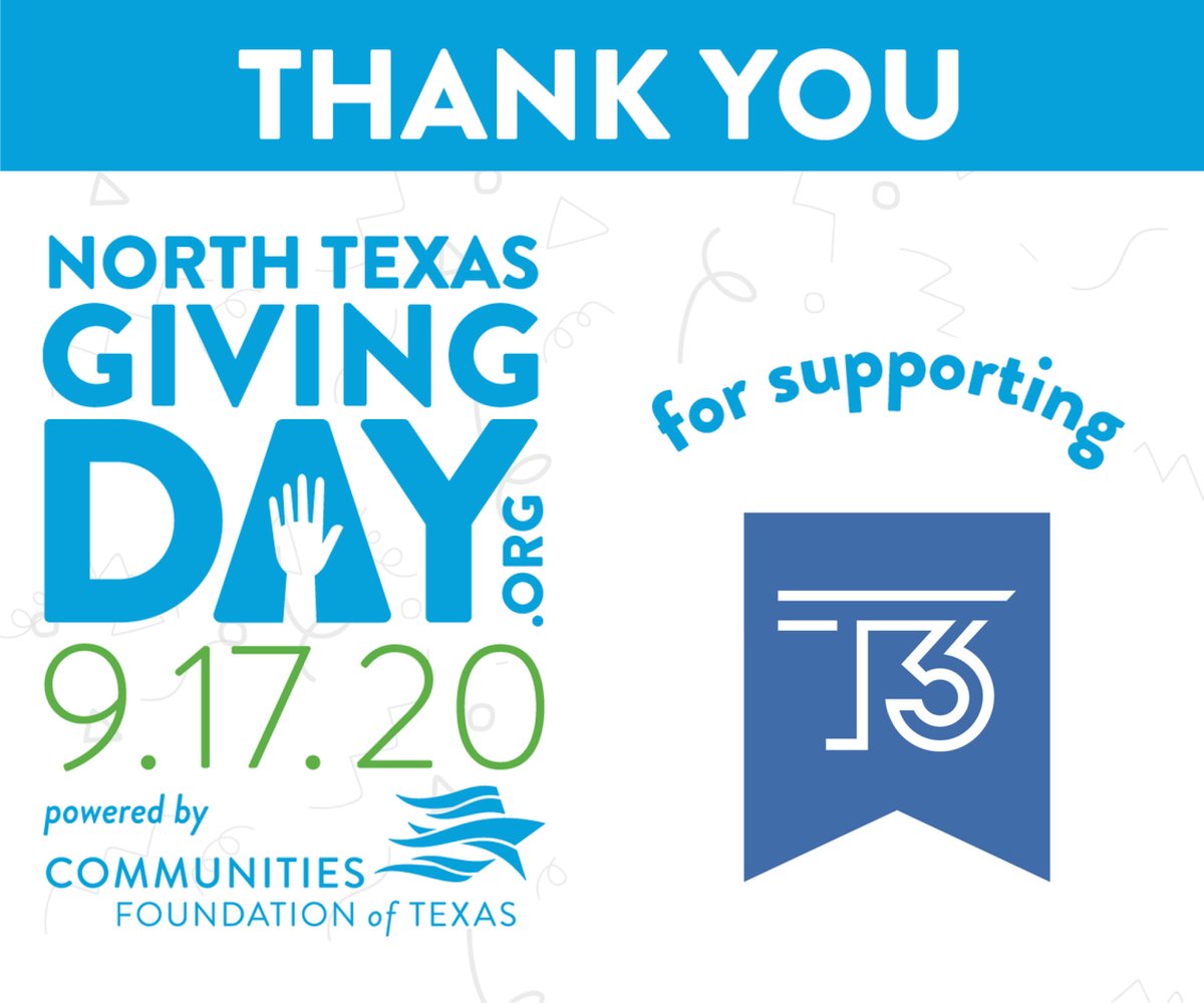 t3partnership's tweet photo. On behalf of the @t3partnership, thank you to all who donated, participated, shared our posts and helped spread the word of our mission to invest in our students. We appreciate your support today and every day! #ClearPathways #BrightFutures #T3Partnership #CommunityUnity https://t.co/WENmJmMZPW