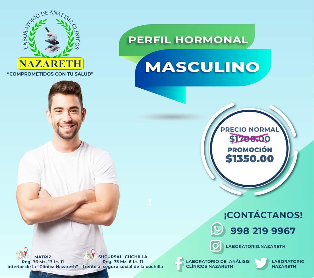 Lab_Nazareth's tweet image. Perfil Hormonal Masculino 
#perfilhormonal
#perfilhormonalmasculino 
#hombres
#laboratorio
#analisisclinicos
#embarazo
#cancun en Clinica Nazareth De Cancun instagram.com/p/CFQMLzJJI_K/…